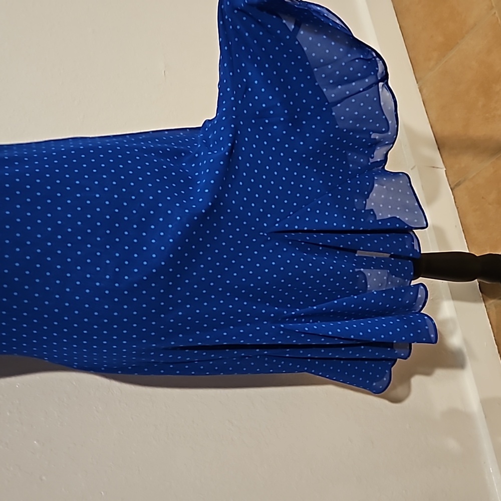 Chaps dress, blue on blue poka dots - Picture 3 of 7